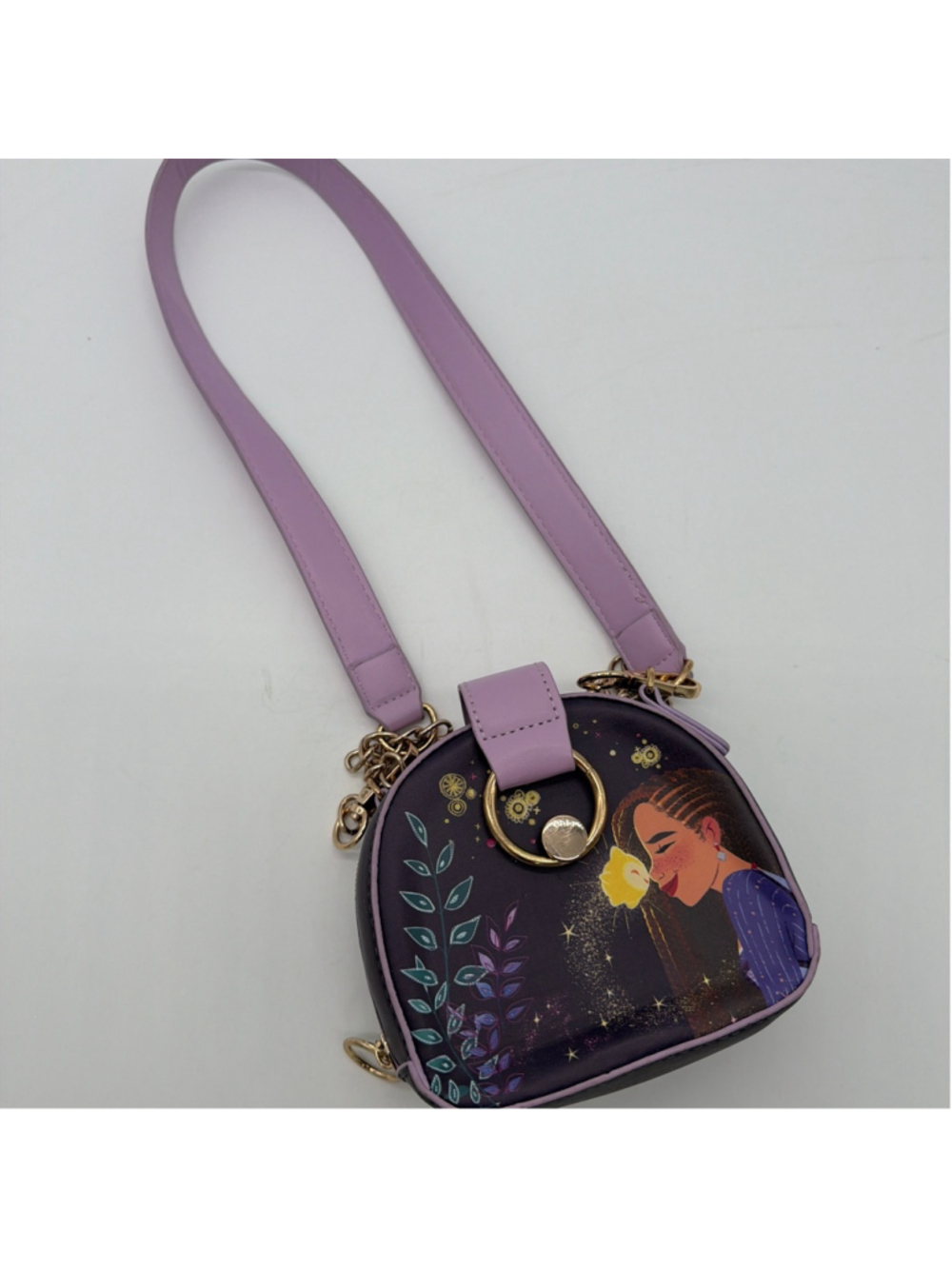 Disney Wish Purple Mini Bag One Size with Gold Accents Adjustable Strap